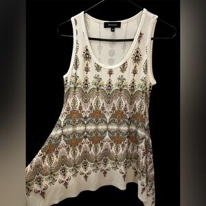 Karen Kane NWT Handkerchief Hem Tank Boho Persian-Inspired Print,Women’s Size XS